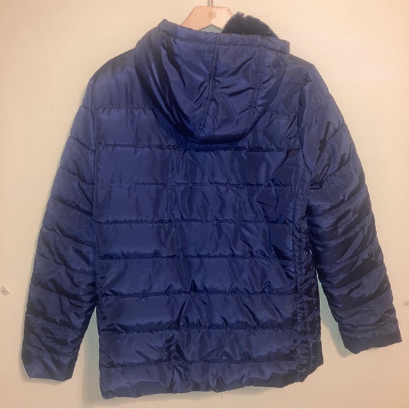 U.S. Polo Assn Puffer Jacket Hooded Women’s XL Navy Faux Fur Lining - Picture 4 of 9